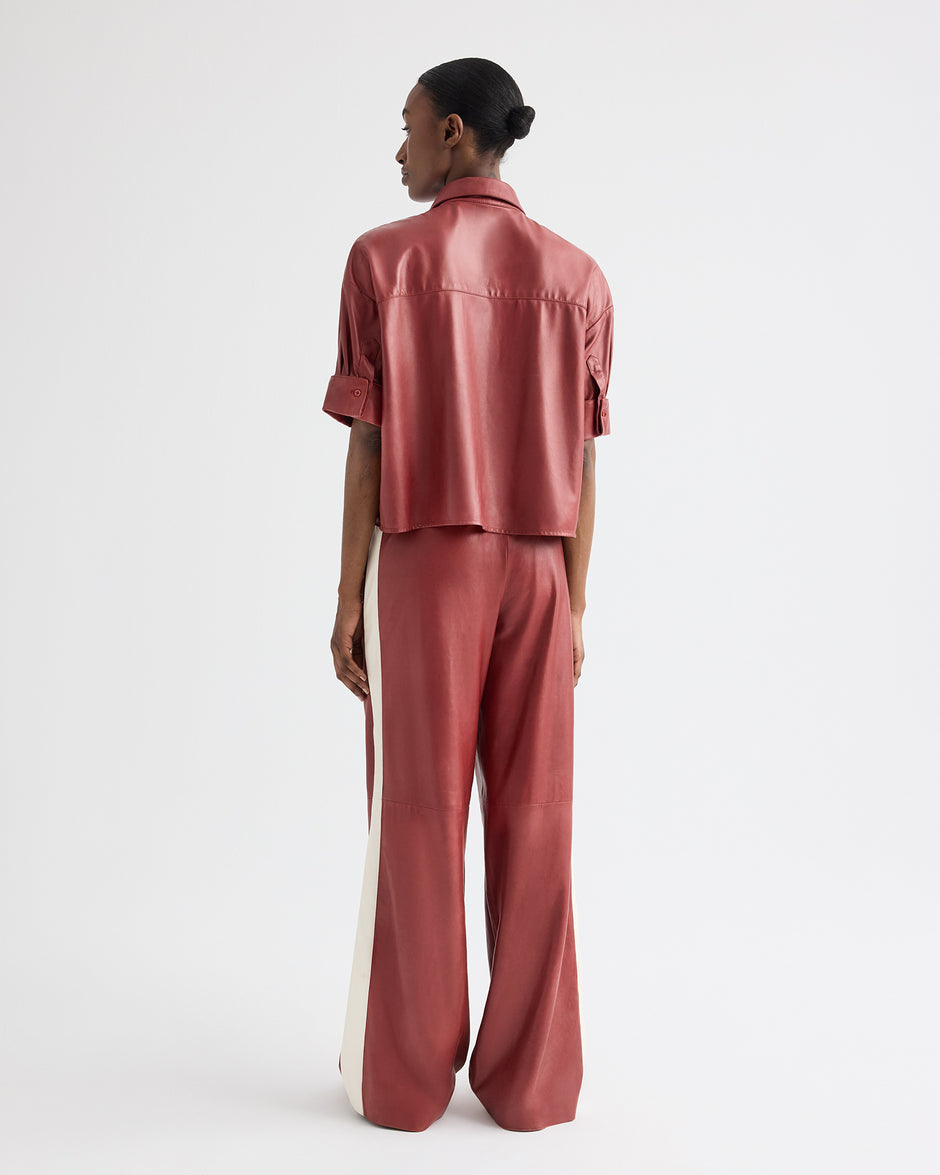 TWP Karanda red My Newest Mistake Shirt in Paper Leather view 6