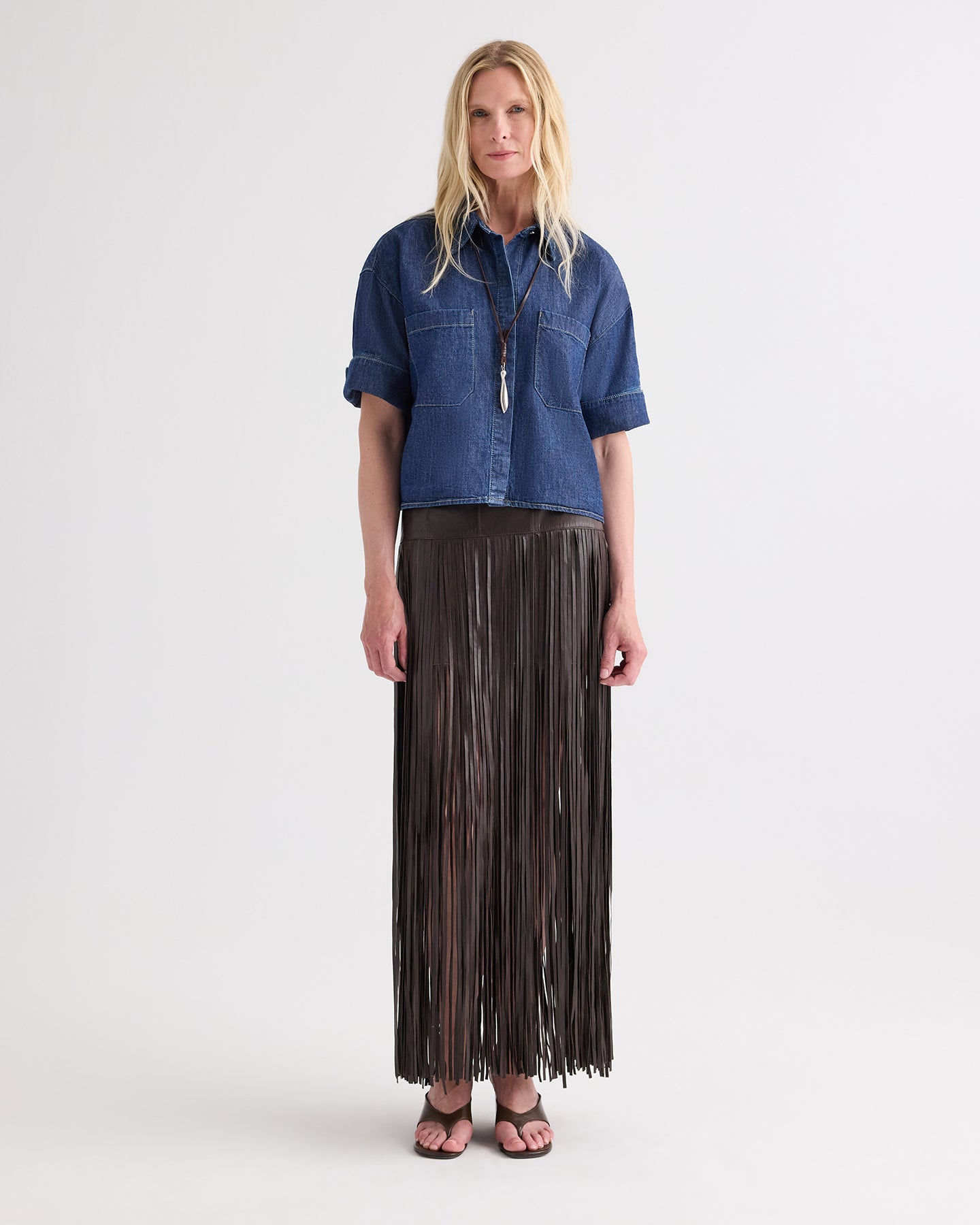 TWP Dark stone My Newest Mistake in Denim Shirting view 3