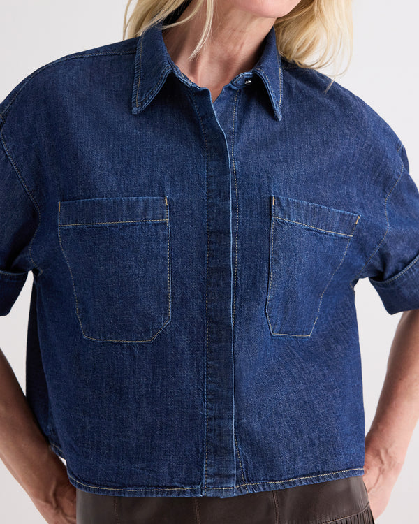 TWP Dark stone My Newest Mistake in Denim Shirting view 2
