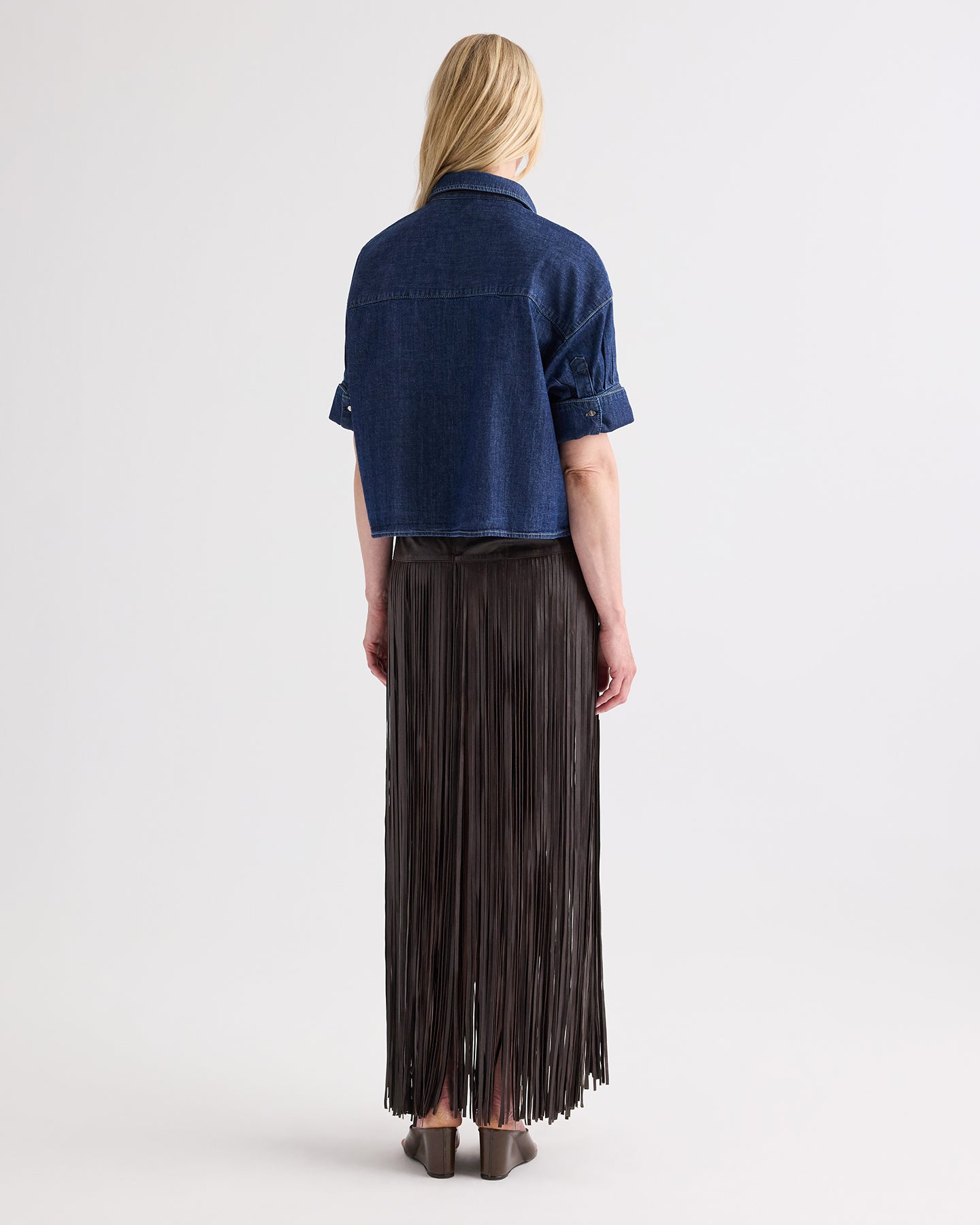 TWP Dark stone My Newest Mistake in Denim Shirting view 5