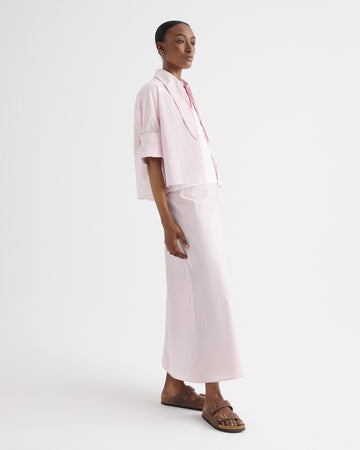 TWP White / red Tie One On Shirt in Cotton Stripes view 4