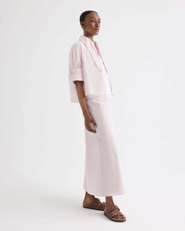 TWP White / red Tie One On Shirt in Cotton Stripes view 4