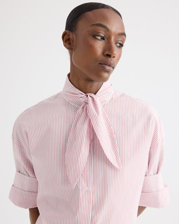 TWP White / red Tie One On Shirt in Cotton Stripes view 2