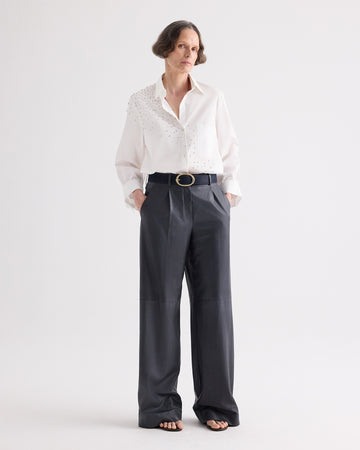 TWP White Next Morning Shirt with Crystals in Superfine Cotton view 3