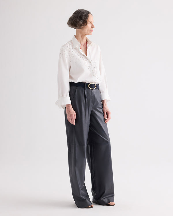 TWP White Next Morning Shirt with Crystals in Superfine Cotton view 4