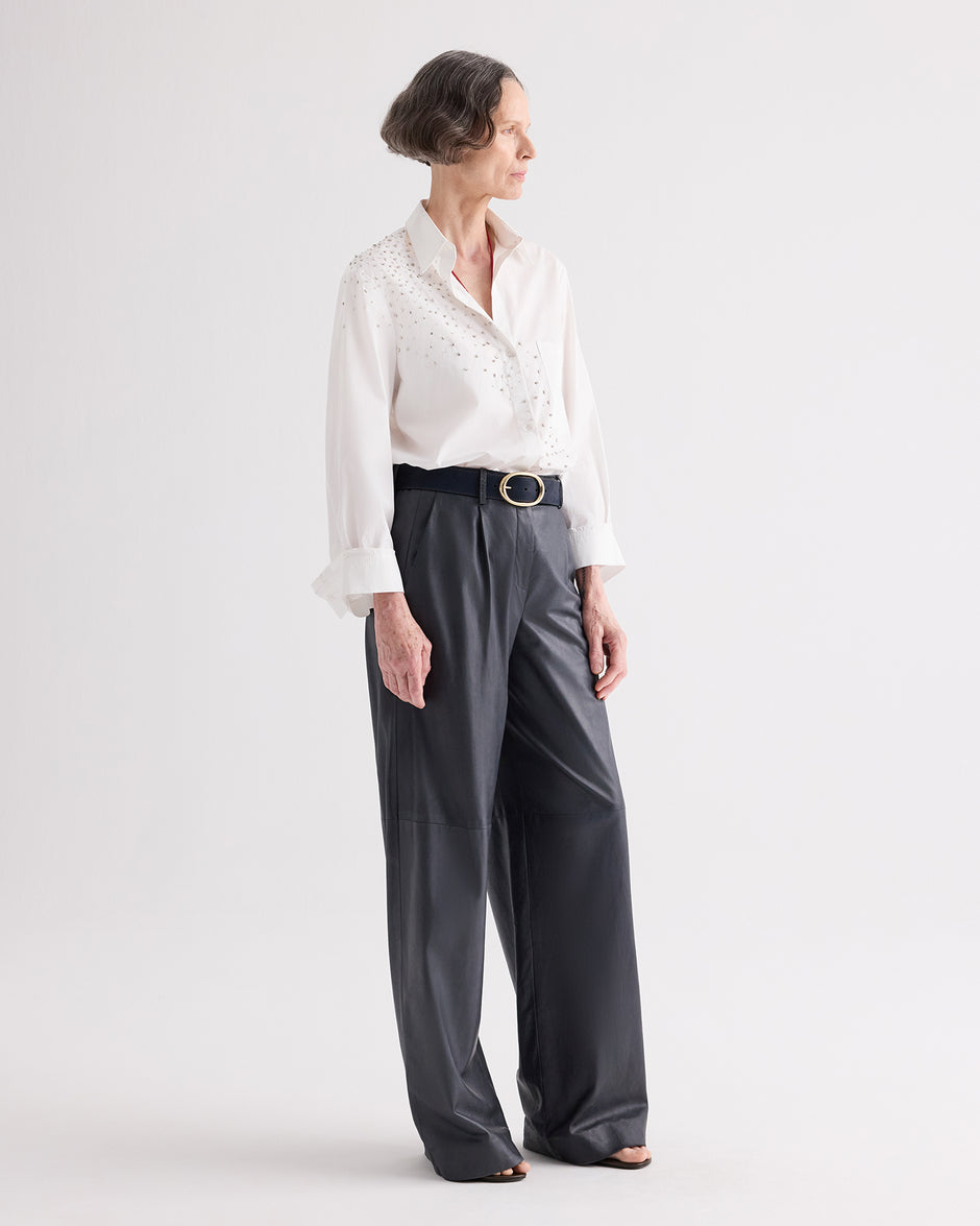 TWP White Next Morning Shirt with Crystals in Superfine Cotton view 4