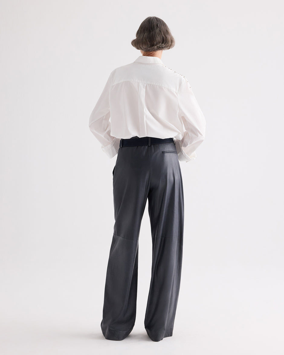 TWP White Next Morning Shirt with Crystals in Superfine Cotton view 5