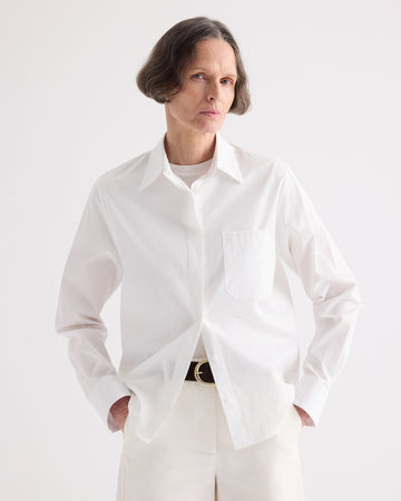 TWP White Cowboy Update Shirt in Super Compact Poplin view 1
