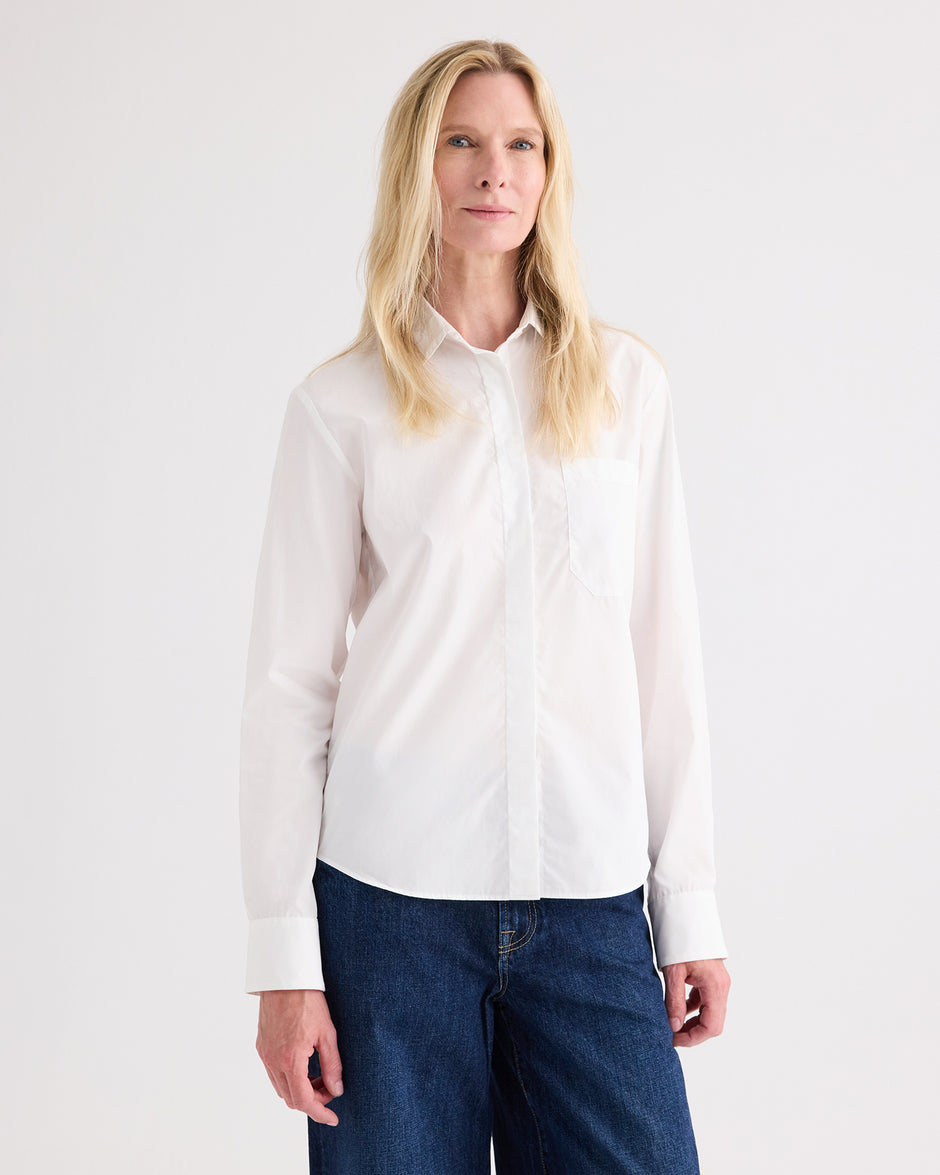 TWP White Cowboy Update Shirt in Super Compact Poplin view 1