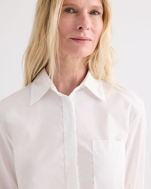 TWP White Cowboy Update Shirt in Super Compact Poplin view 2