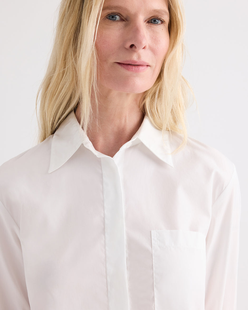 TWP White Cowboy Update Shirt in Super Compact Poplin view 2