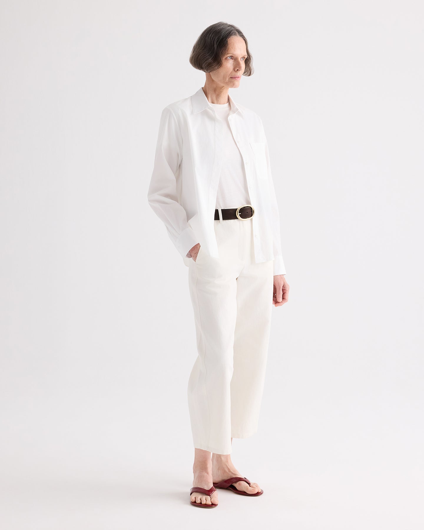 TWP White Cowboy Update Shirt in Super Compact Poplin view 3