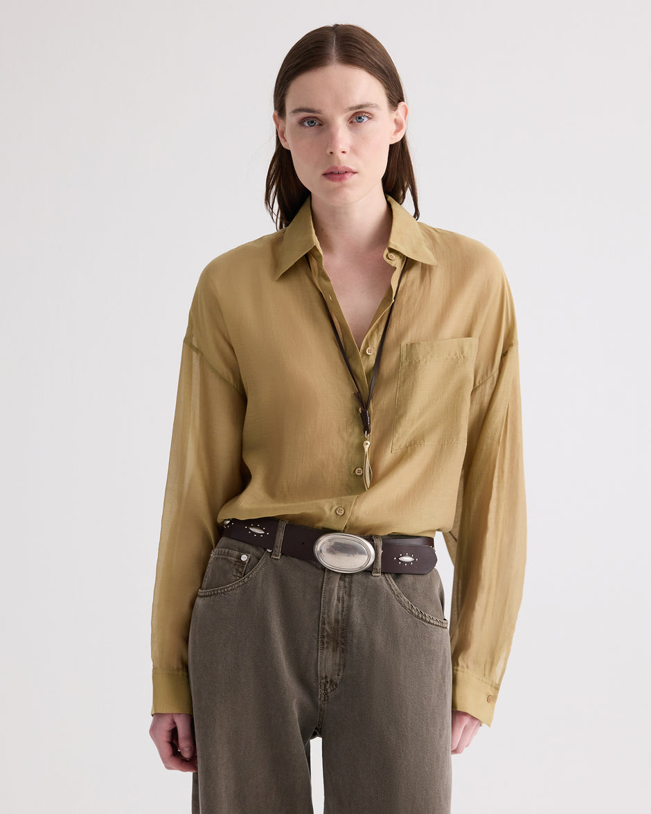 TWP Kelp Something Borrowed Shirt in Cotton Silk Organza view 2