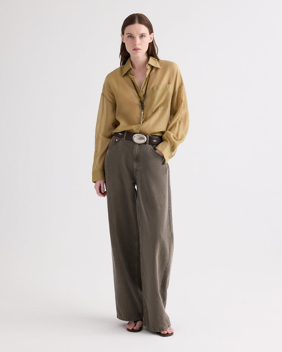 TWP Kelp Something Borrowed Shirt in Cotton Silk Organza view 3