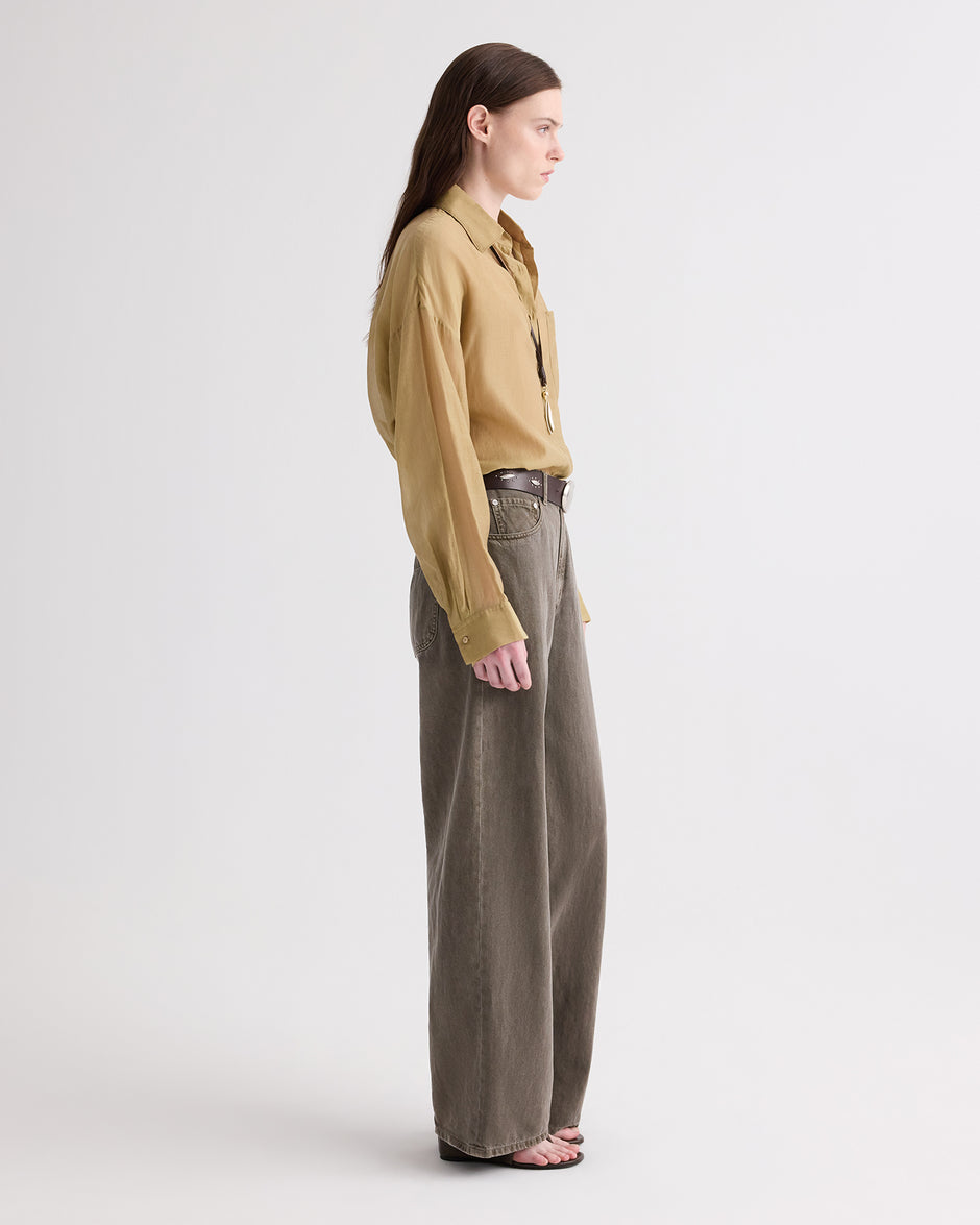 TWP Kelp Something Borrowed Shirt in Cotton Silk Organza view 4