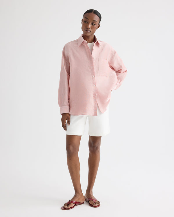 TWP White / red Something Borrowed Shirt in Cotton Stripes view 2