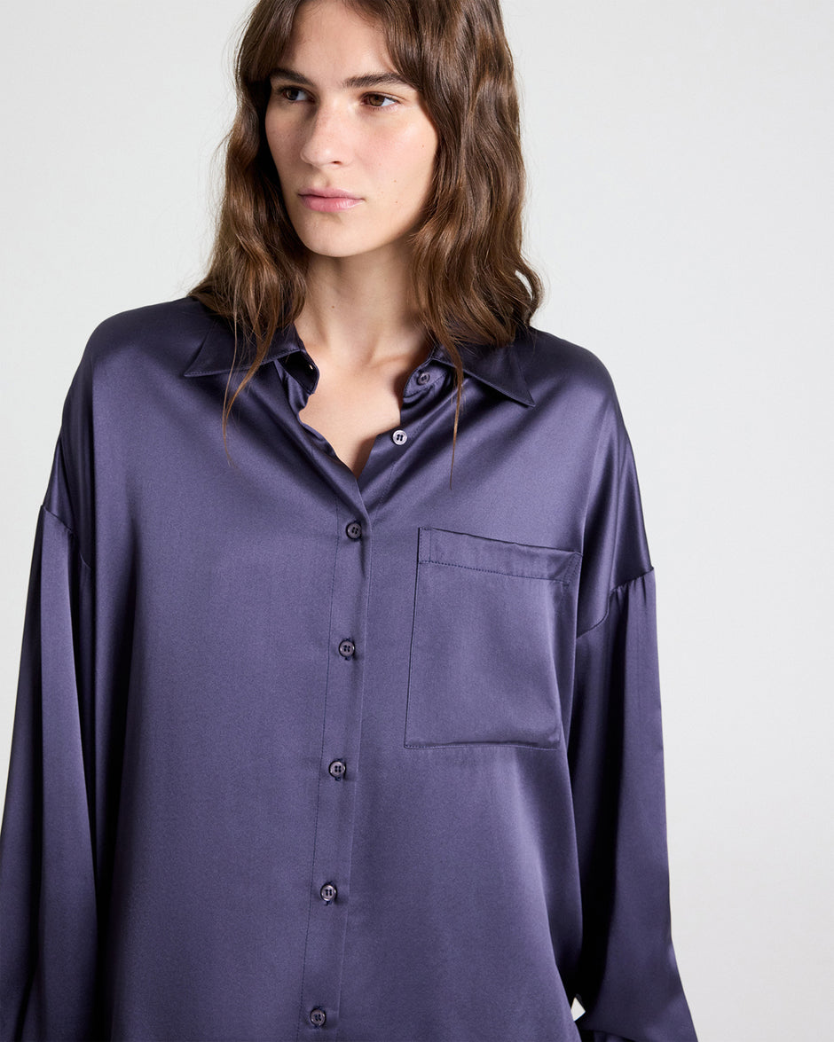 TWP Graystone Something Borrowed Shirt in Crepe Back Silk Satin view 6