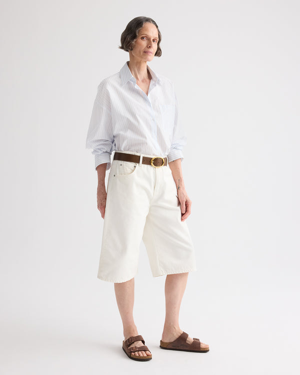 TWP White / blue Something Borrowed Shirt in Cotton Stripes view 3