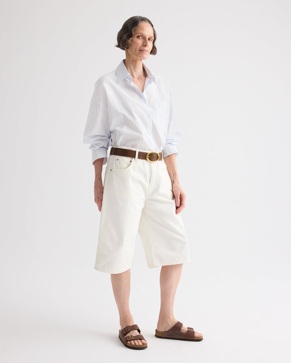 TWP White / blue Something Borrowed Shirt in Cotton Stripes view 3