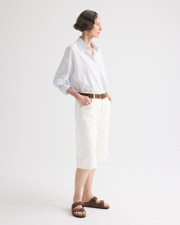 TWP White / blue Something Borrowed Shirt in Cotton Stripes view 4