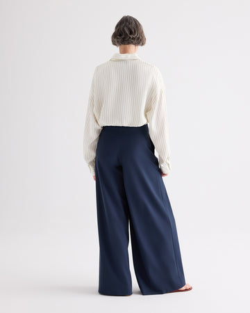 TWP Ivory / blue Something Borrowed Shirt in Pencil Stripe Viscose view 5