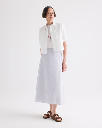 TWP White Short Lived Shirt with Pleated Placket in Super Compact Poplin view 3