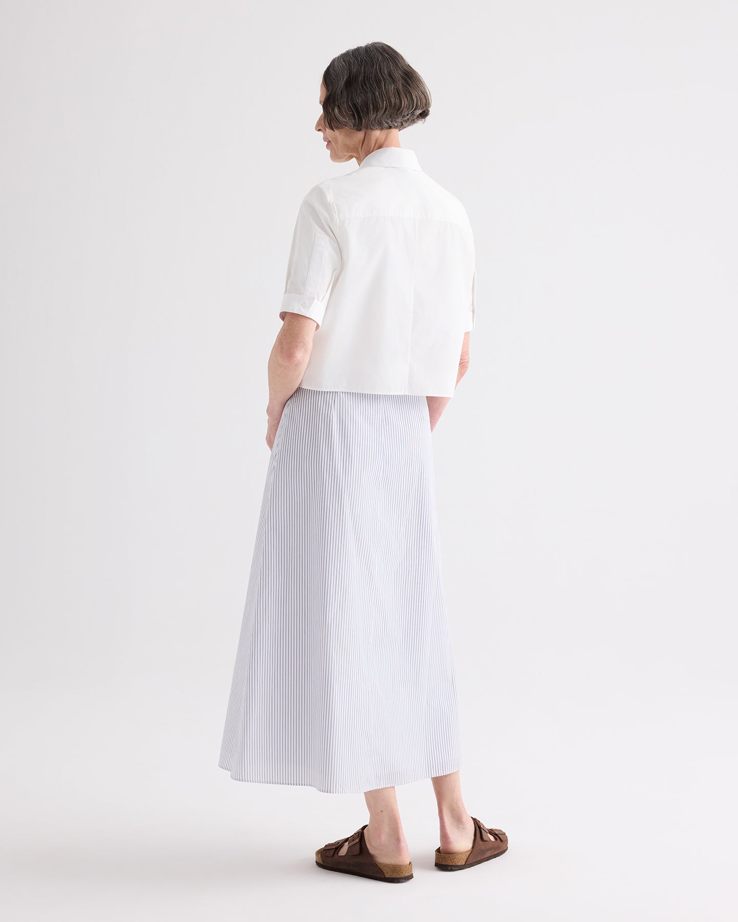 TWP White Short Lived Shirt with Pleated Placket in Super Compact Poplin view 5