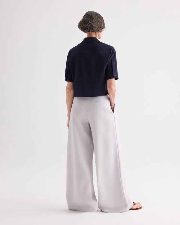 TWP Midnight Short Lived Shirt with Pleated Placket in Super Compact Poplin view 5