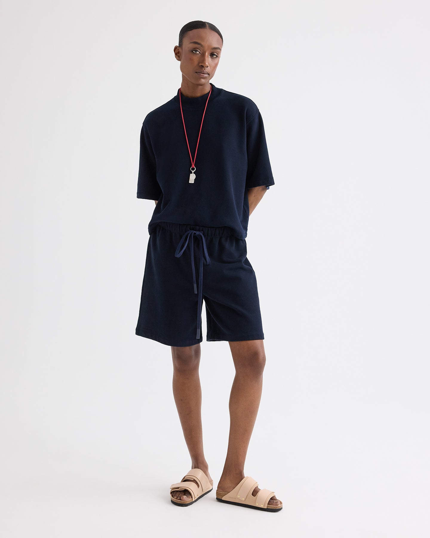Midnight Cropped Mock Neck Tee in Lightweight Sweatshirt | TWP