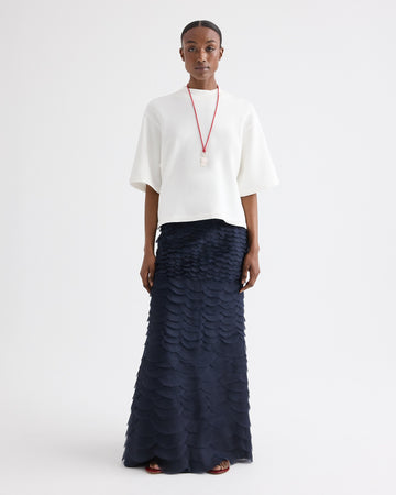TWP White Cropped Mock Neck Tee in Lightweight Sweatshirt view 2