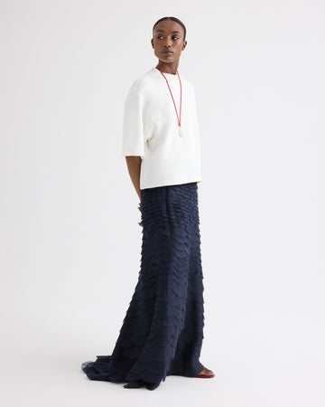 TWP White Cropped Mock Neck Tee in Lightweight Sweatshirt view 3