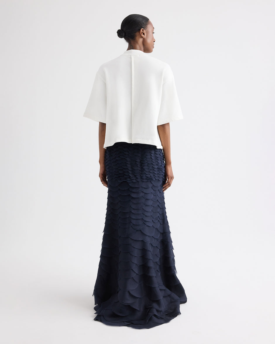 TWP White Cropped Mock Neck Tee in Lightweight Sweatshirt view 4