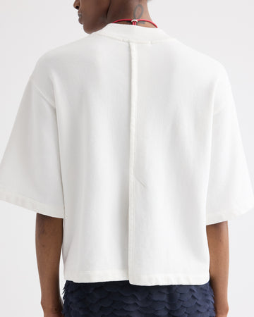 TWP White Cropped Mock Neck Tee in Lightweight Sweatshirt view 5