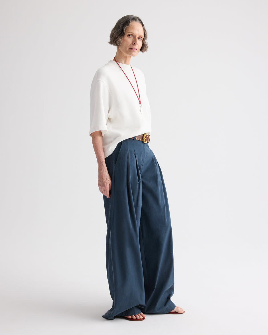 TWP White Cropped Mock Neck Tee in Lightweight Sweatshirt view 4