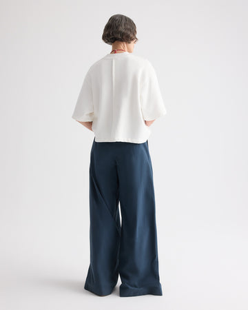 TWP White Cropped Mock Neck Tee in Lightweight Sweatshirt view 5