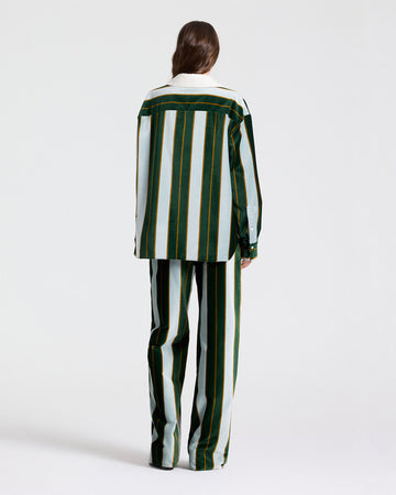 TWP Ancient water / green A Case of You Combo Shirt in Regency Stripe Cotton Velvet view 5