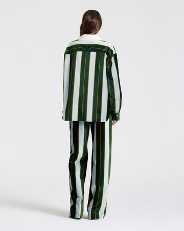 TWP Ancient water / green A Case of You Combo Shirt in Regency Stripe Cotton Velvet view 5