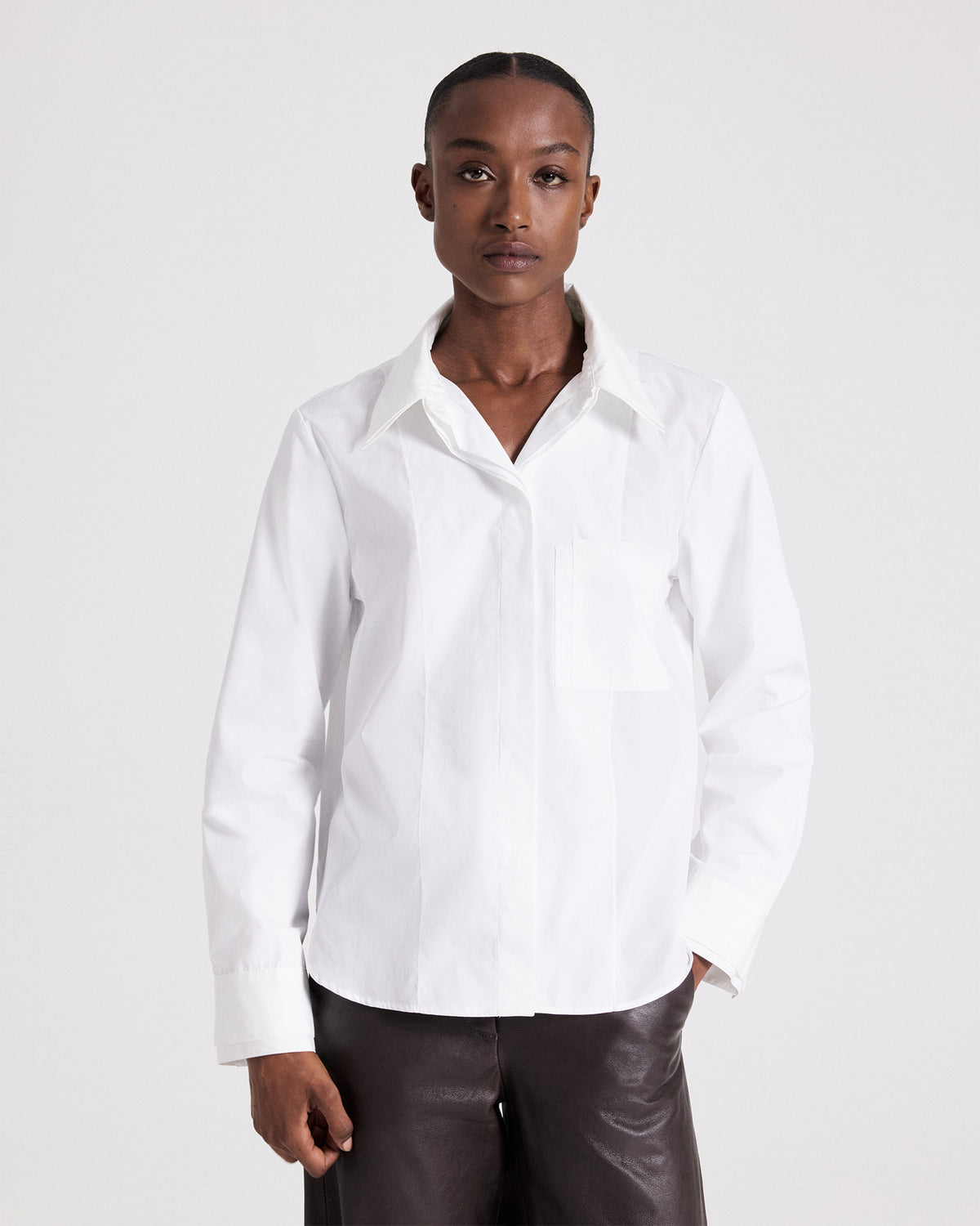 TWP White Double Layer Boyfriend Shirt in Superfine Cotton Shirting view 3