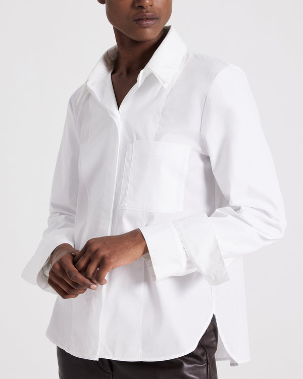 TWP White Double Layer Boyfriend Shirt in Superfine Cotton Shirting view 2