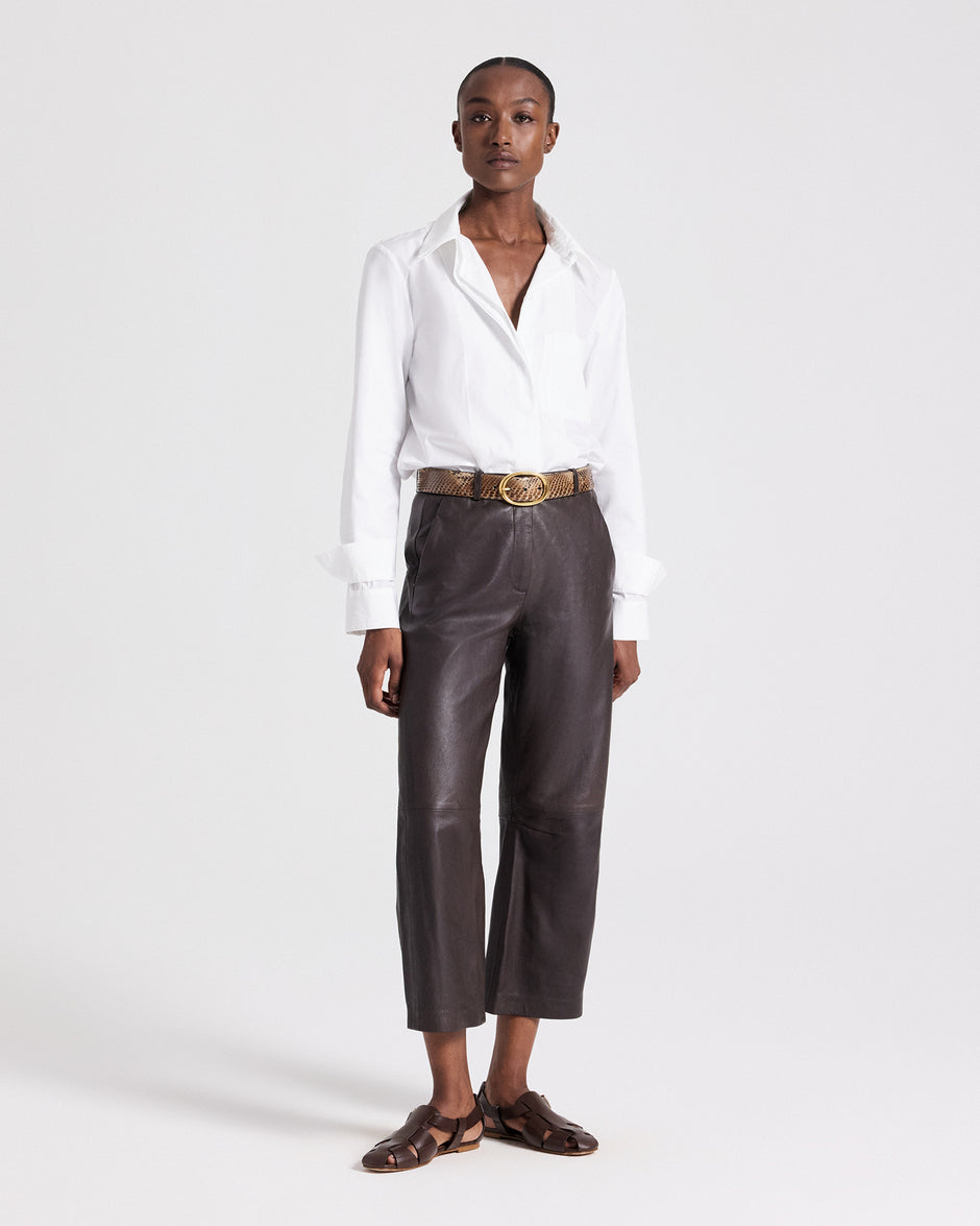 TWP White Double Layer Boyfriend Shirt in Superfine Cotton Shirting view 4