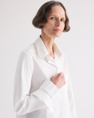 TWP White Double Layer Boyfriend Shirt in Superfine Cotton Shirting view 1