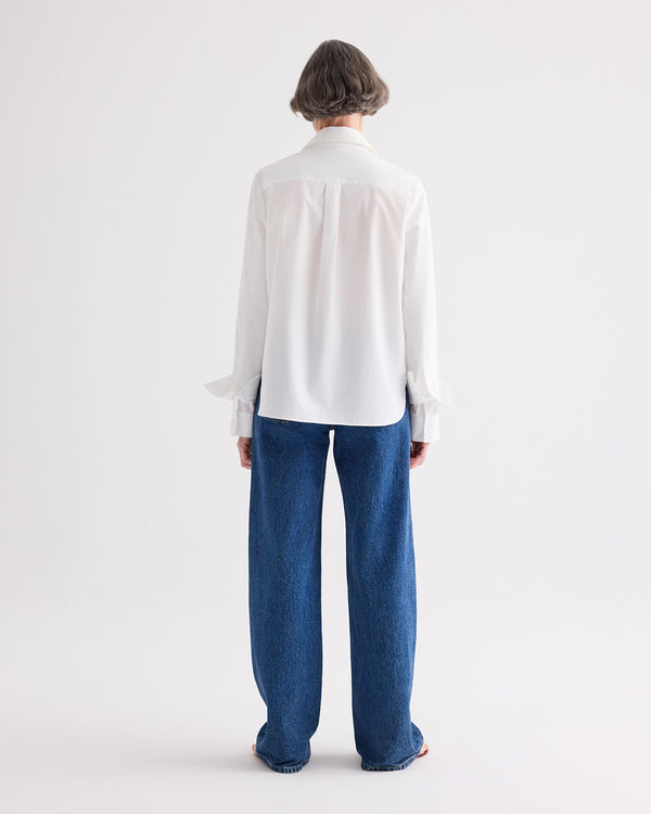 TWP White Double Layer Boyfriend Shirt in Superfine Cotton Shirting view 5