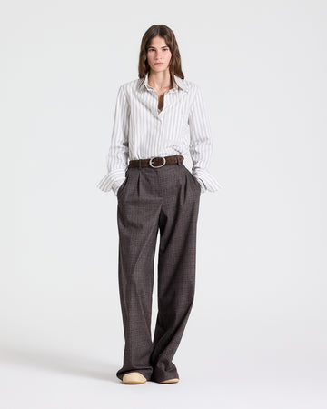 Double Layer Boyfriend Shirt in Cotton Stripes