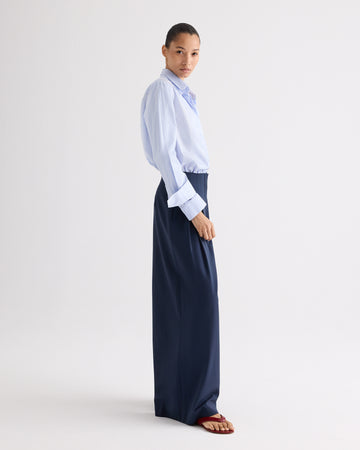 TWP White / blue Double Layer Boyfriend Shirt in Mini Banker Stripe view 4
