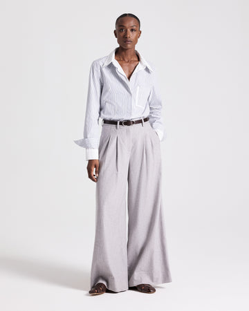 TWP White / navy Double Layer Boyfriend Shirt in Double Stripe Shirting view 4