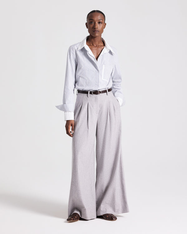 TWP White / navy Double Layer Boyfriend Shirt in Double Stripe Shirting view 4