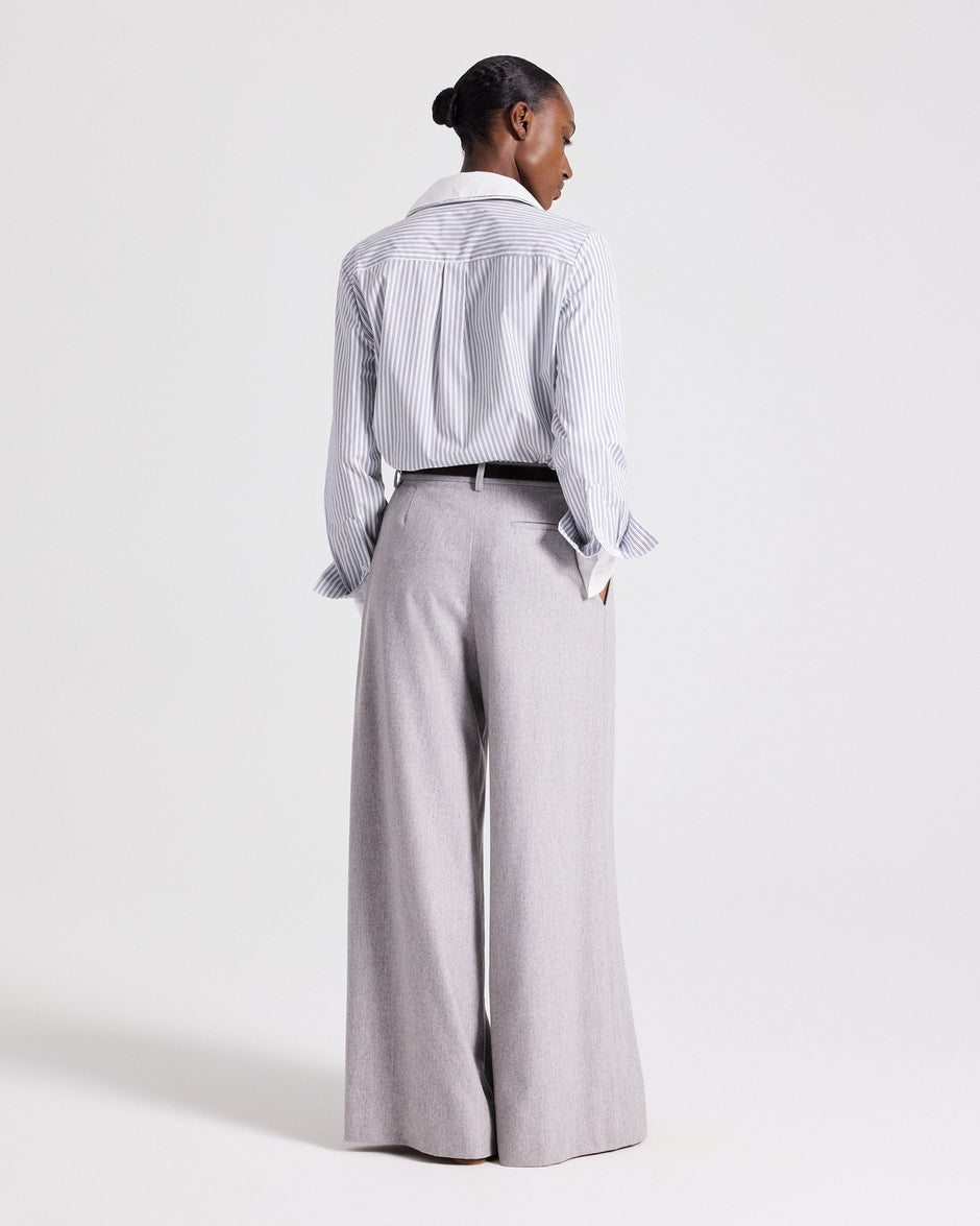 TWP White / navy Double Layer Boyfriend Shirt in Double Stripe Shirting view 6