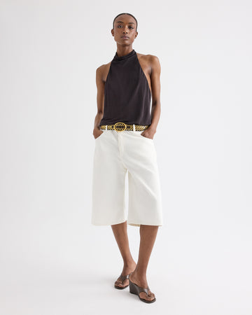 TWP Dark chocolate Flowy Halter Top in Sheer Viscose Crepe view 3