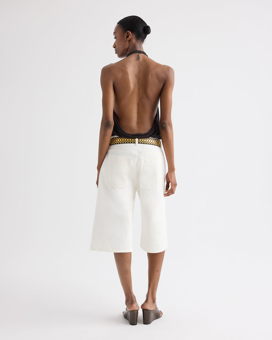 TWP Dark chocolate Flowy Halter Top in Sheer Viscose Crepe view 5