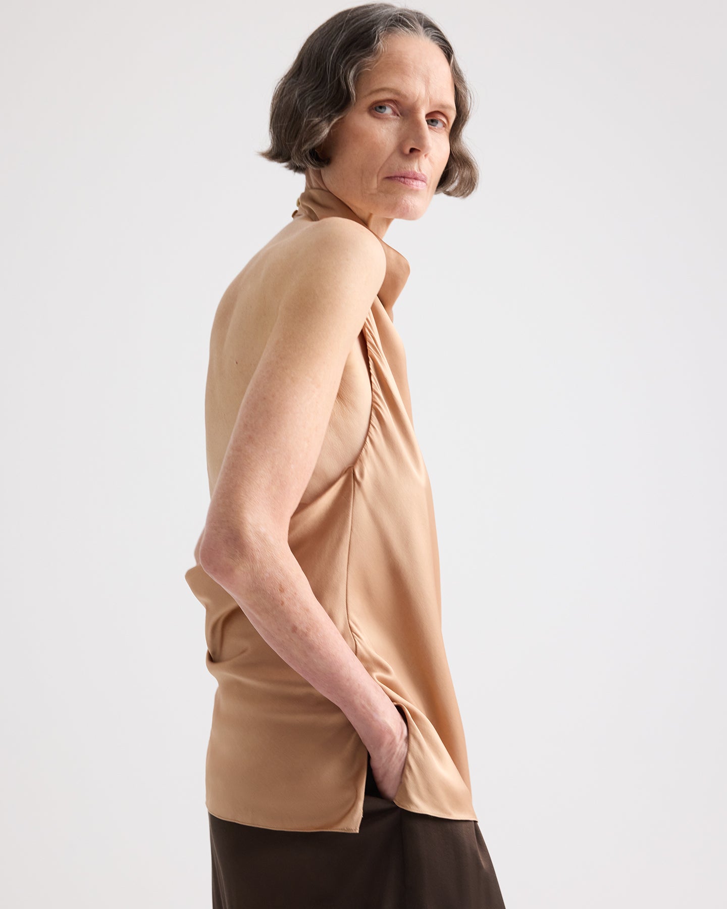 TWP Brush Flowy Halter Top in Silk Charmeuse view 2
